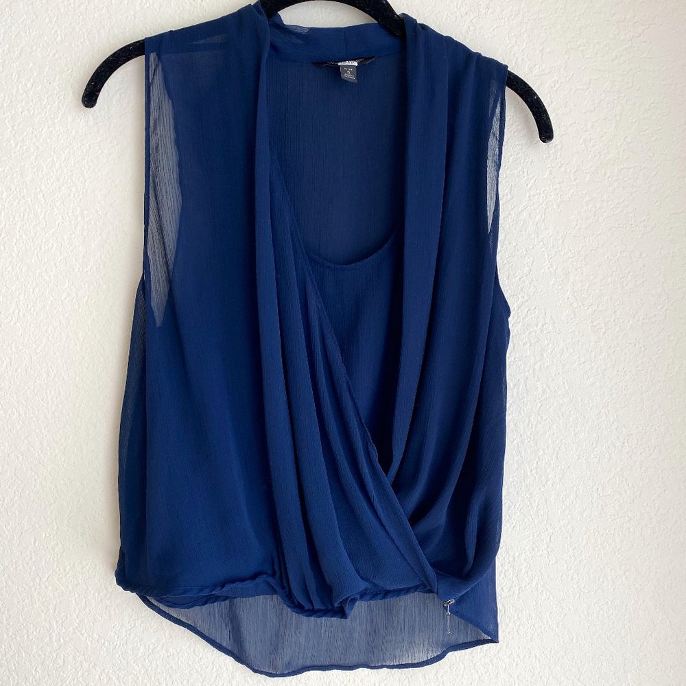 Banana Republic Navy Sleeveless Sheer Top